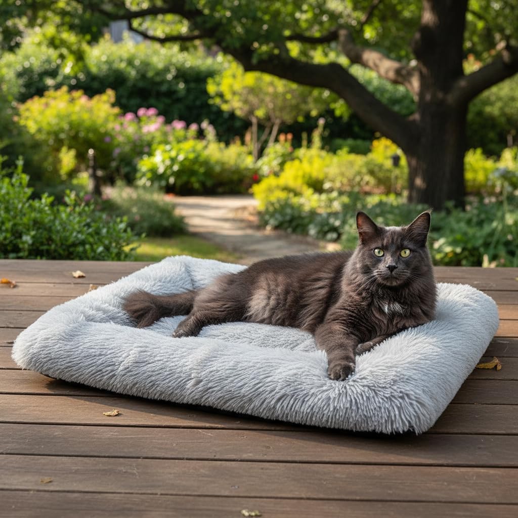 Donut Dog Bed, Cat Bed for Indoor Cats, Calming Donuts Bed for Pet, Light Gray