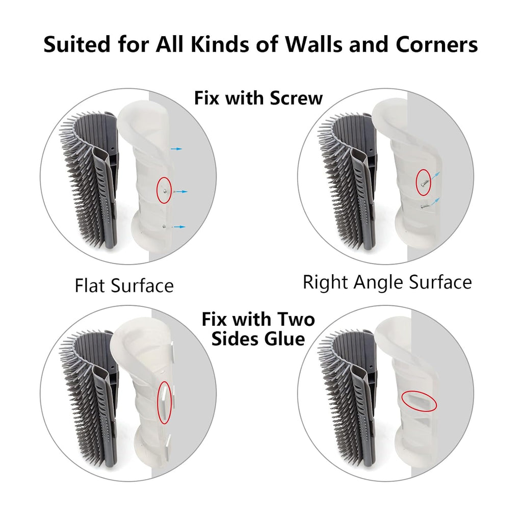 miwoowim 2PCS 6.1" Extended Cat Self Groomer, Wall Corner Massage Brush