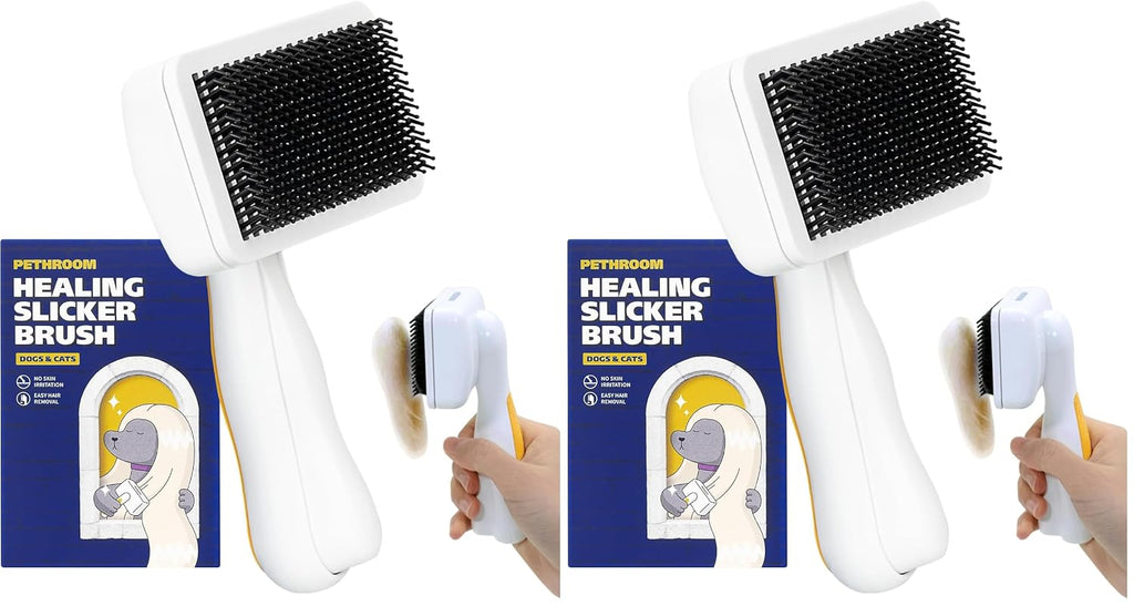 PETHROOM Self-Cleaning Slicker Brush for Dogs & Cats (Pack of 2)