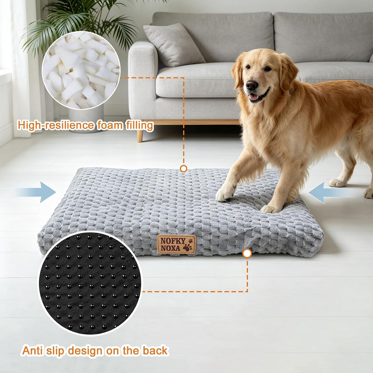 Dog Bed for Small Dogs Up to 30 lbs, 23" x 18"Plush Corduroy Pet Bed with Non-Slip Bottom, Washable Puppy Bed for Crate, Sofa or Travel (Grey)