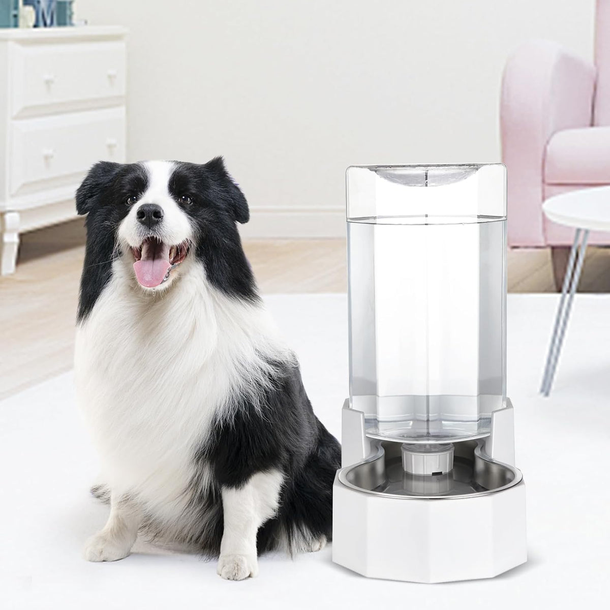 Sfozstra 8L Gravity Dog Water Dispenser:Stainless Steel Bowl