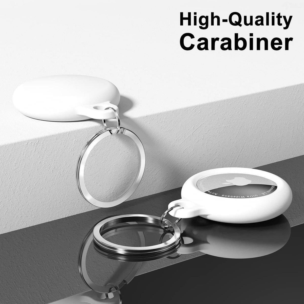 oakxco for Airtag Keychain Silicone, Airtag Holder with Key Ring, Air Tag Cover Cute Accessories for Kids, Luggage, Car Dog Collar, Car, Compatible with Apple Airtag Case Waterproof Tracker, White