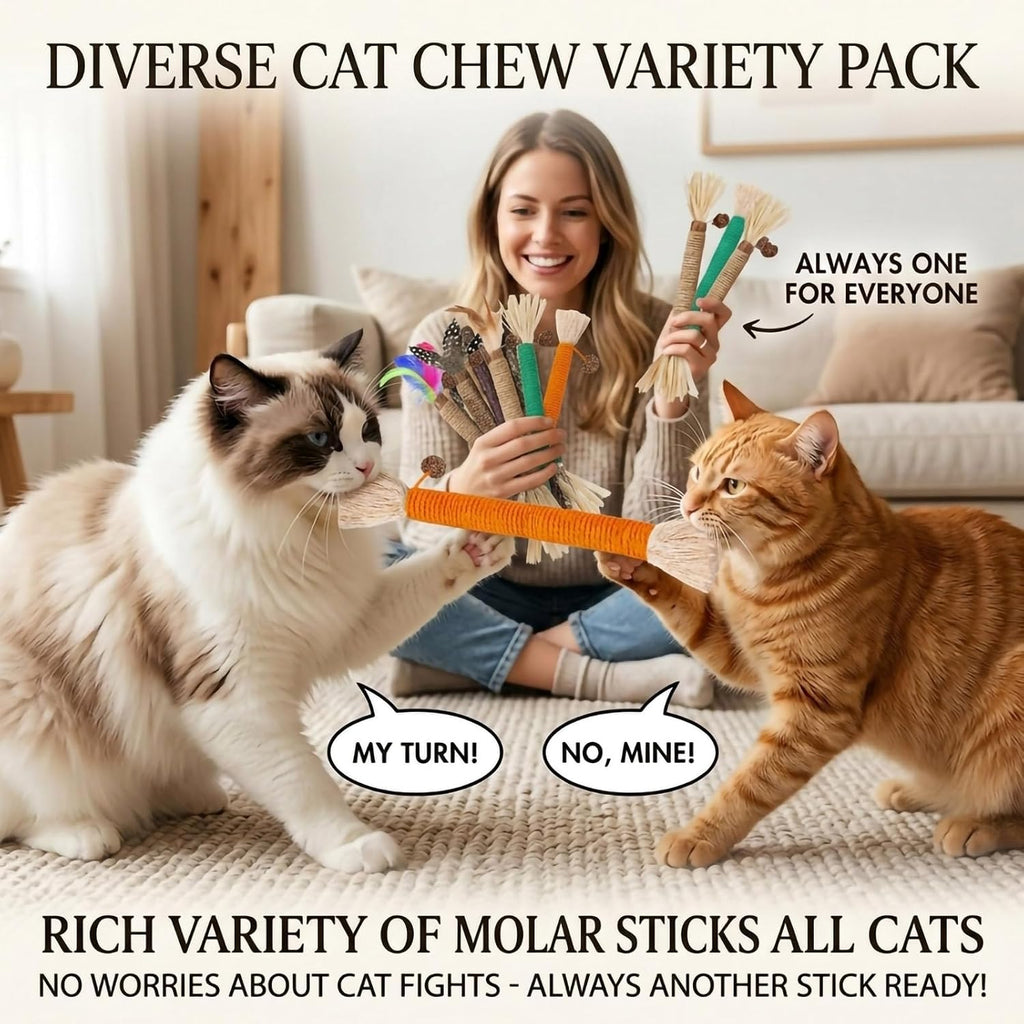 12 Pack Silvervine Cat Chew Sticks - Natural Kitten Toy for Cats