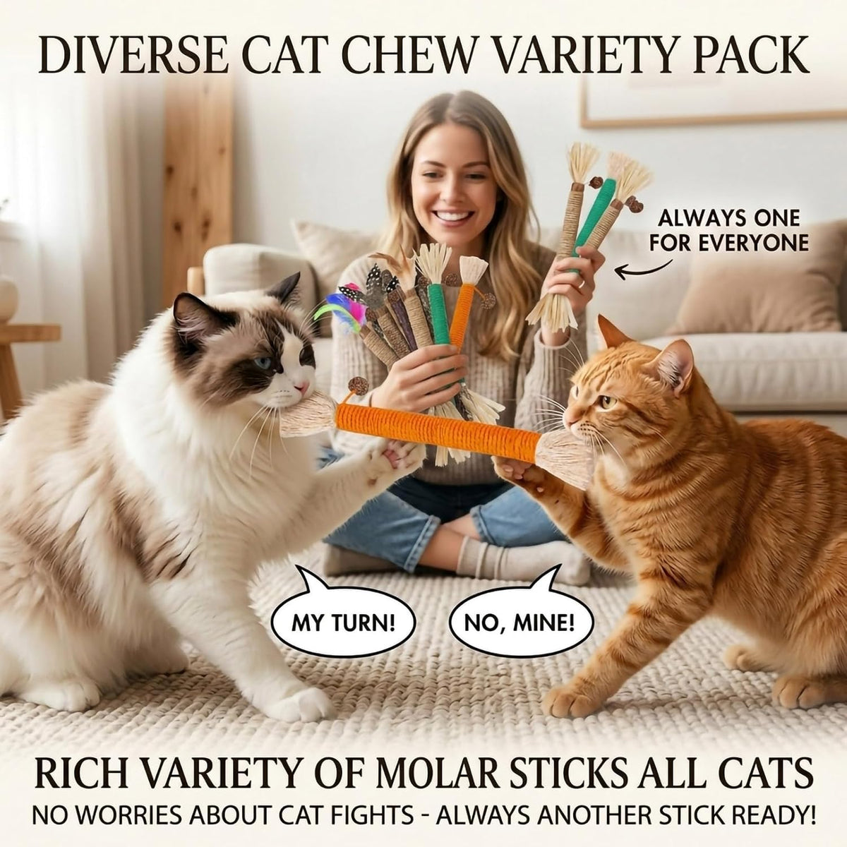 12 Pack Silvervine Cat Chew Sticks - Natural Kitten Toy for Cats