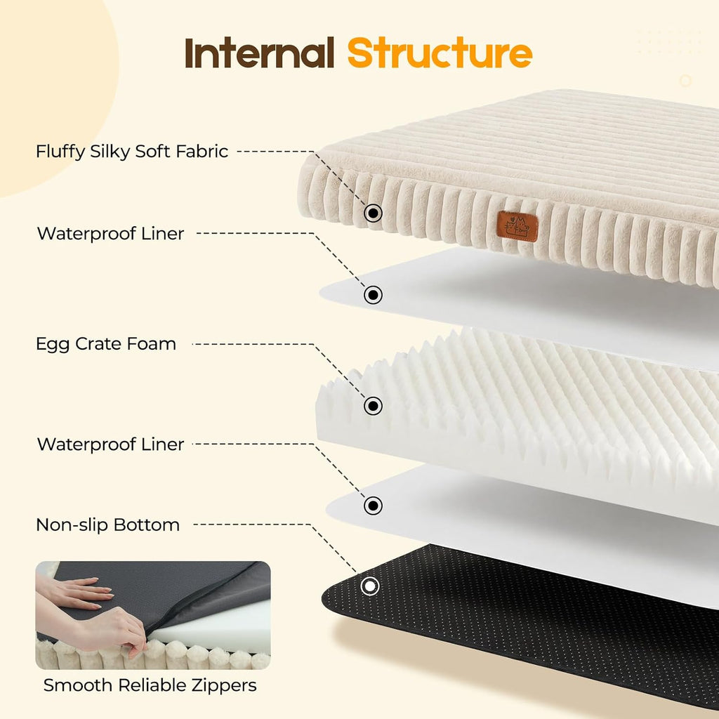 Orthopedic Dog Bed for XXL Dog, Waterproof Washable Pet Bed for Crate