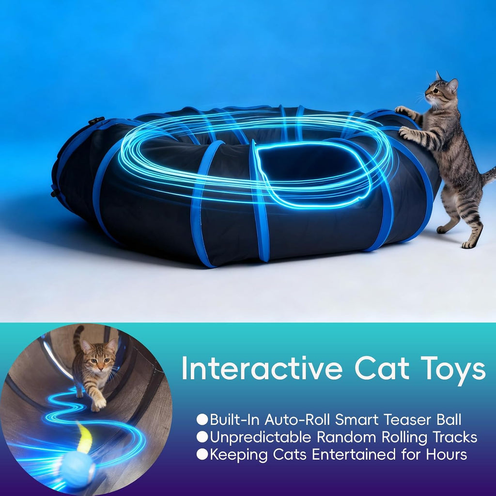Interactive Cat Toy, Motion-Activated Ball in Round Cat Tunnel