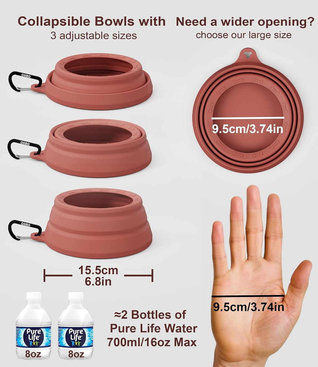 OHMO Spill Proof Collapsible Dog Bowl, 24oz Portable Dog Water Bowl | Low Center Gravity Stability, Tapered Splash Control, Foldable Cat Bowl, Dishwasher Safe, Dog Travel Essential, Erythrinus