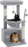 PEQULTI 4-in-1 Cat Activity Tree for Kittens & Small Cats, 33in Grey Tower