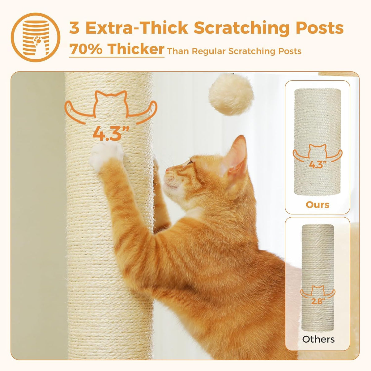 PAWZ Road Large Cat Tree, 45" Heavy Duty Cat Tower with Dual Condos, Gray