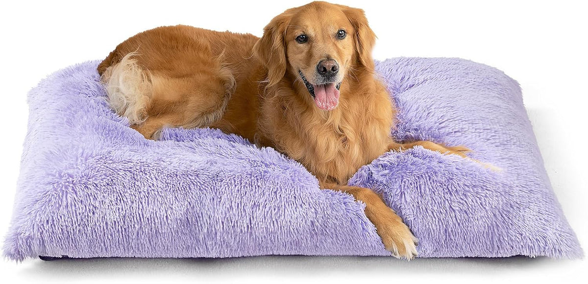 EHEYCIGA Fluffy Dog Crate Bed, Plush Extra Large Dog Pillow, Purple