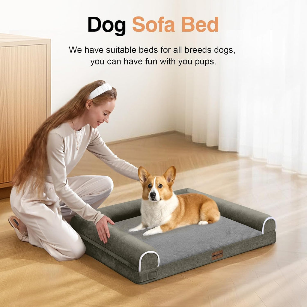 NANUYA Orthopedic Dog Bed for Medium Dogs, 28 x 19 Inch, Dark Green