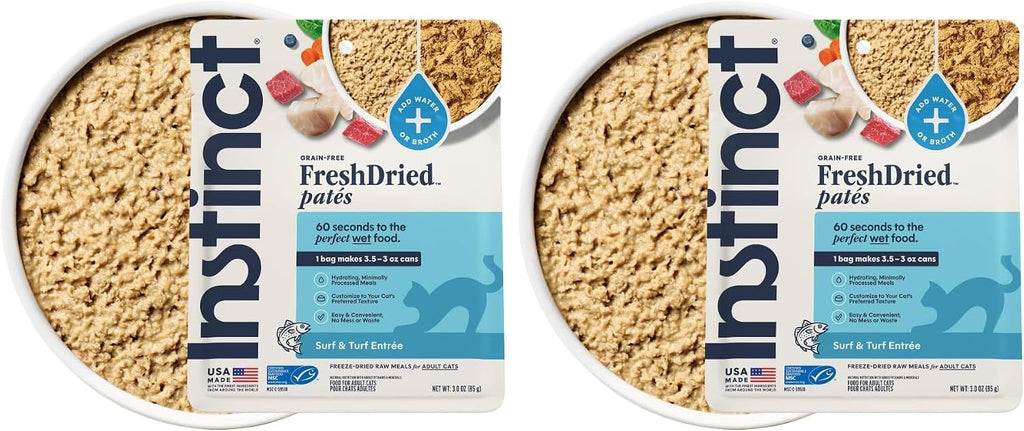 Instinct FreshDried Pates, Freeze Dried Cat Food, Grain Free - Surf & Turf Entrée, 3 oz. Bag (Pack of 2)