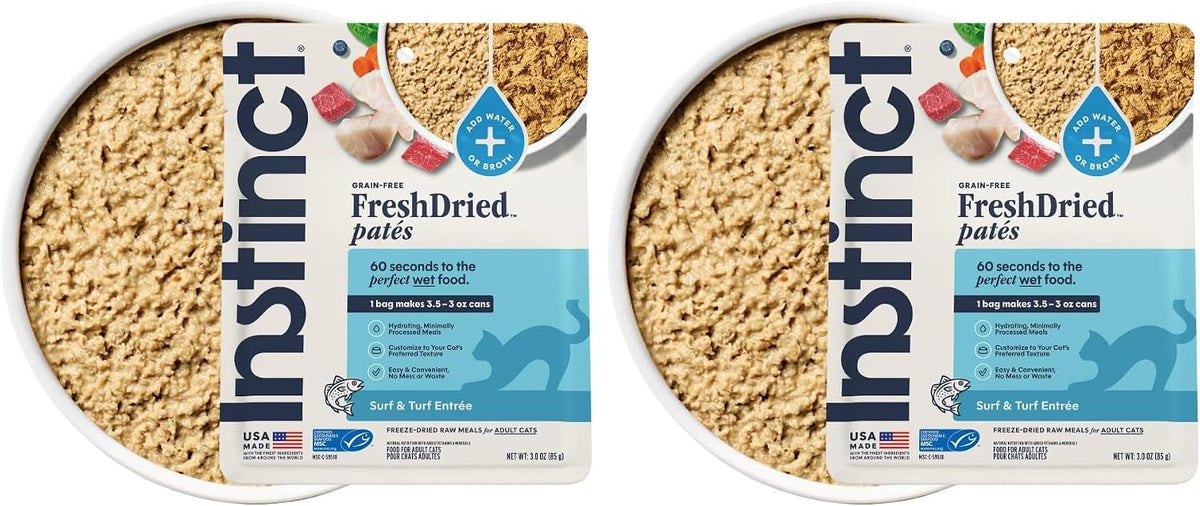 Instinct FreshDried Pates, Freeze Dried Cat Food, Grain Free - Surf & Turf Entrée, 3 oz. Bag (Pack of 2)