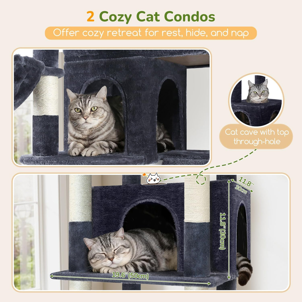 Globlazer 80in XXL Extra Large Corner Cat Tree Tower, S80G, Dark Grey