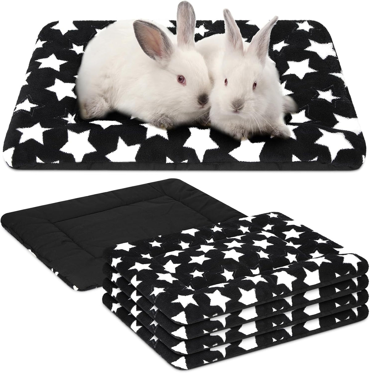 VitalCozy 4 Pcs Dog Crate Pads Soft Warm,18 x 14 x 1.6 Inch,Star,Black