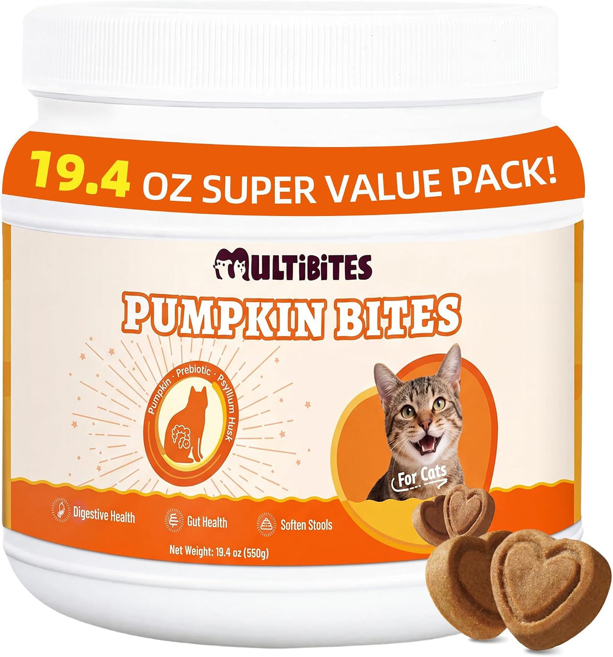 19.4oz Pumpkin Cat Treats for Digestive Health