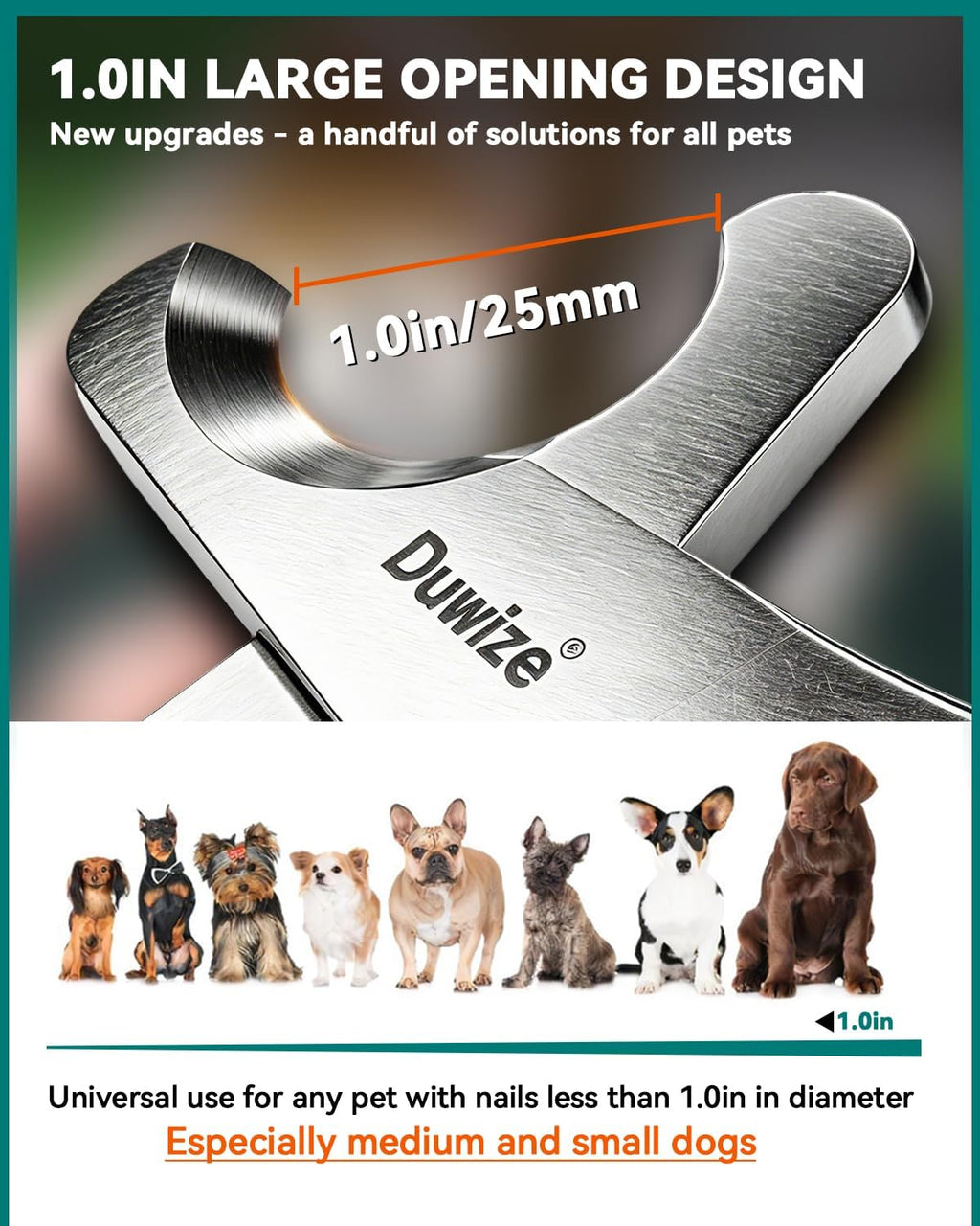 Dog Nail Clippers - All-Steel Material, Large Opening, New Non-Slip Rubberized Handle, Built-in Spring, No Fur Pinch, Professional Pet Nail Trimmers for Small to Medium Dogs and Cats (Black)