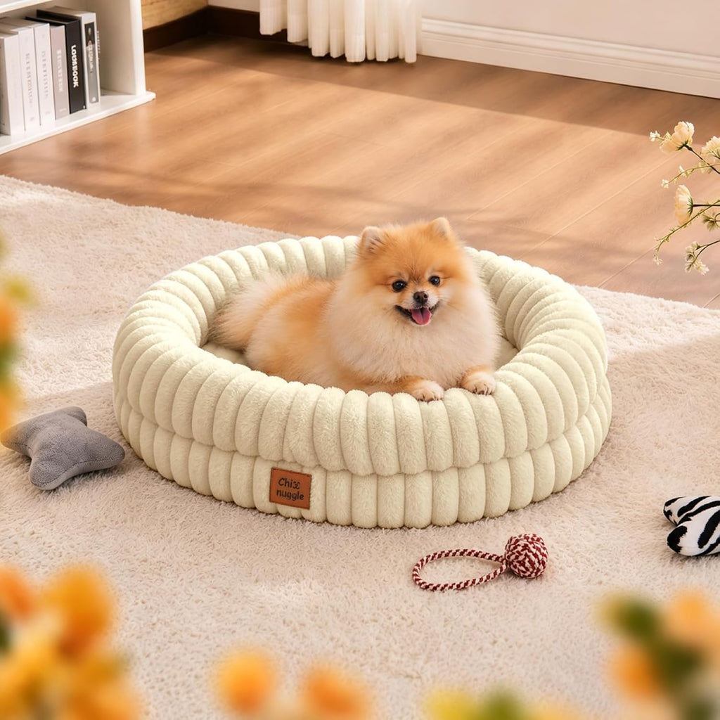 ChiXnuggle Orthopedic Dog Bed, Washable Cover, Faux Fur Bolster Pet Couch