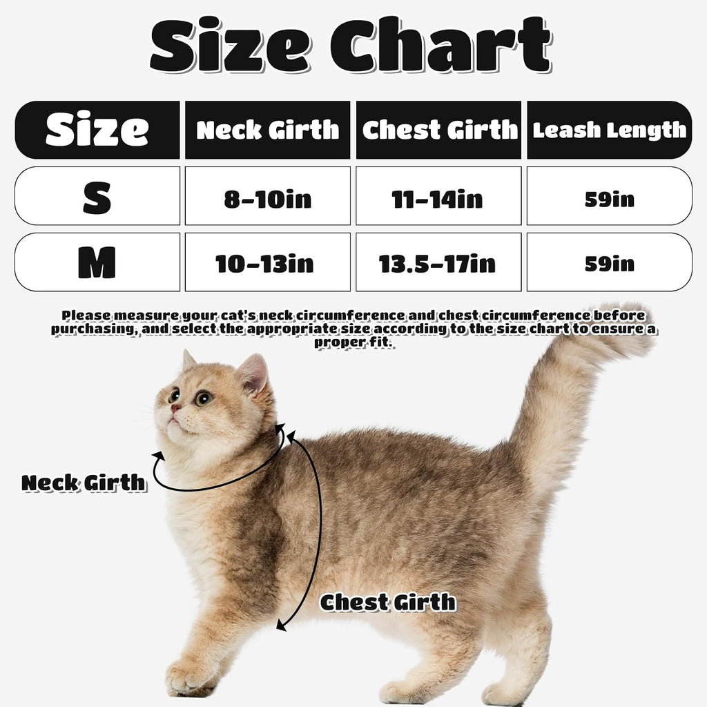 EXPAWLORER Cat Harness and Leash Set - Escape Proof Adjustable Cat Harness, H-shped Comfortable Soft Lightweight Kitten Harness for Outdoor Walking, for Small Medium Cats,Star-Moon M
