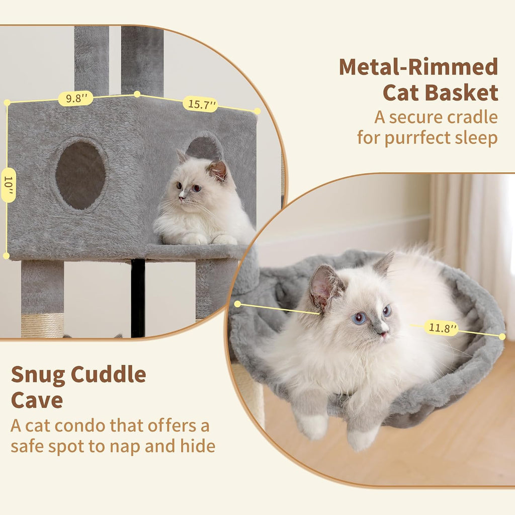 Heybly Cat Tree, 45.3" Cat Tower for Indoor Cats with Large Perch HCT202SW