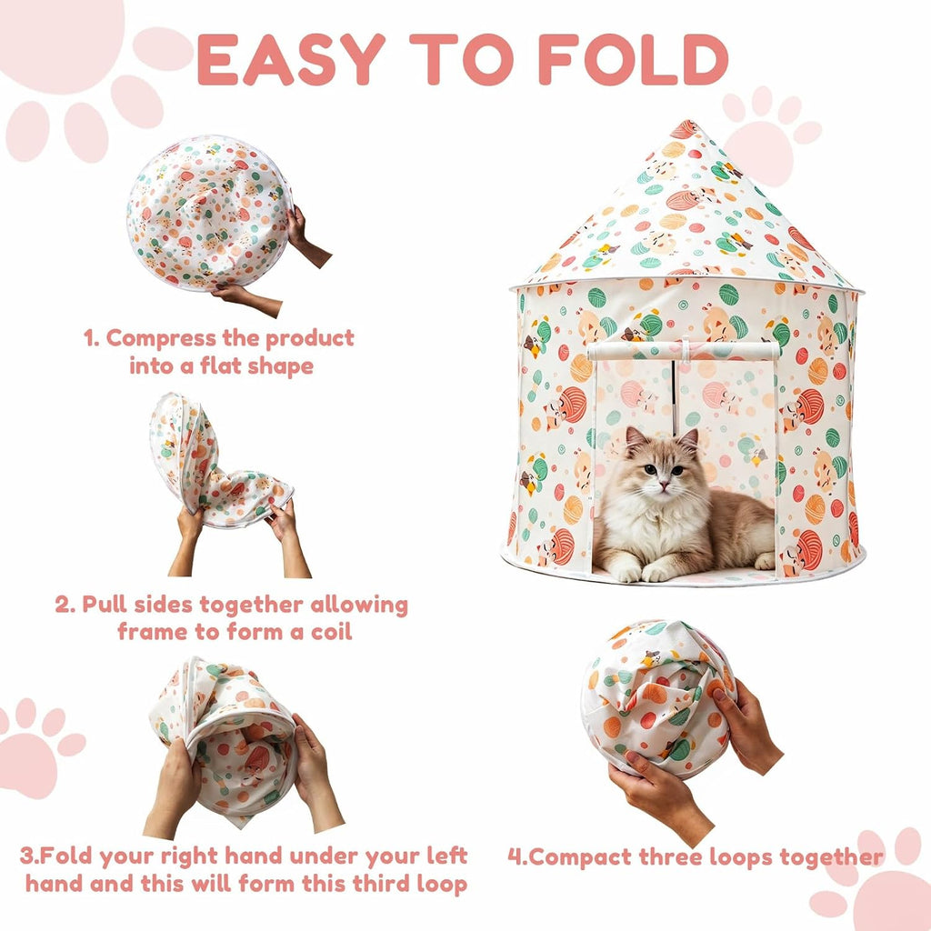 Cat Bad Pop Up Collapsible Yurt Tent, Pet Rest Hut for Indoor