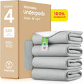 IMPROVIA® Washable Underpads, Heavy Absorbency Reusable Incontinence Pads for Kids, Adults, Elderly, and Pets - Waterproof Protection Floor Grey & White (4 Pack - 18x24)