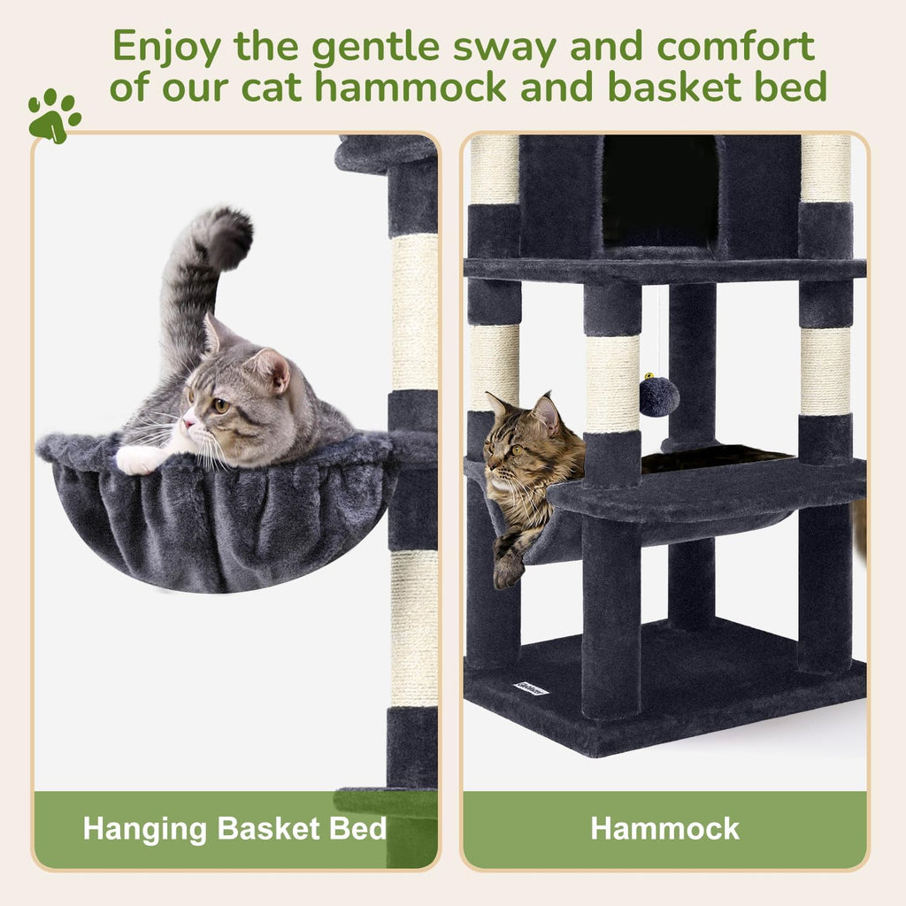 Globlazer Corner Cat Tree Tower with Scratching Post, C51, Dark Grey