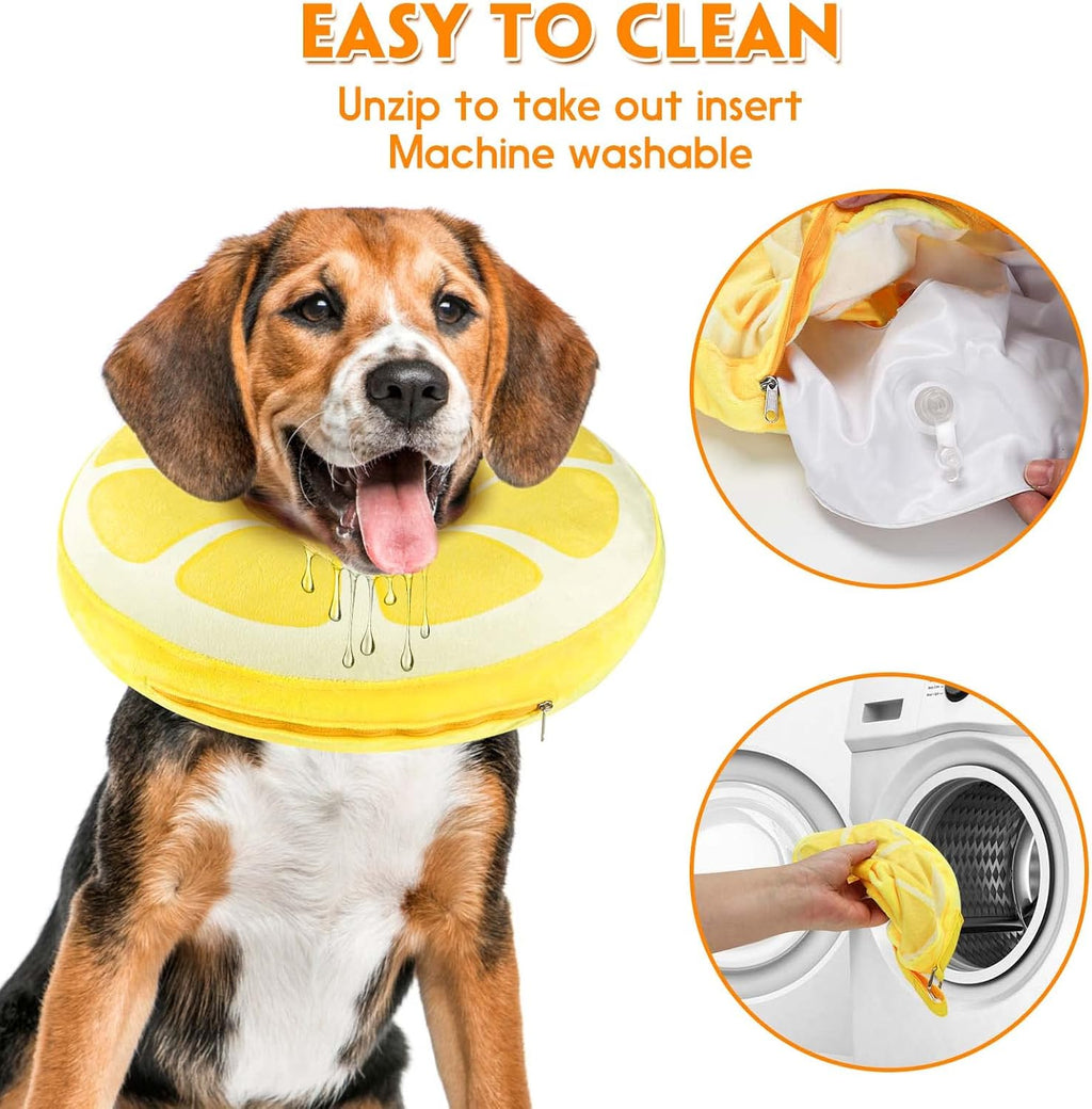 Inflatable Dog Cone, Protective Inflatable Collar for Large Dogs,Soft Adjustable Pet Cone Alternative After Surgery for Wound Healing and Prevent from Biting or Scratching,L(12.5"-18")