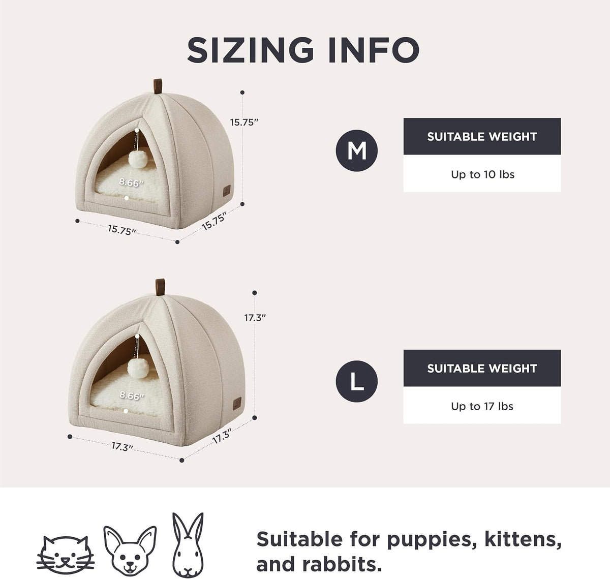 Bedsure 2in1 Cat Beds for Indoor Cats Cave for Kitten with Washable Pillow