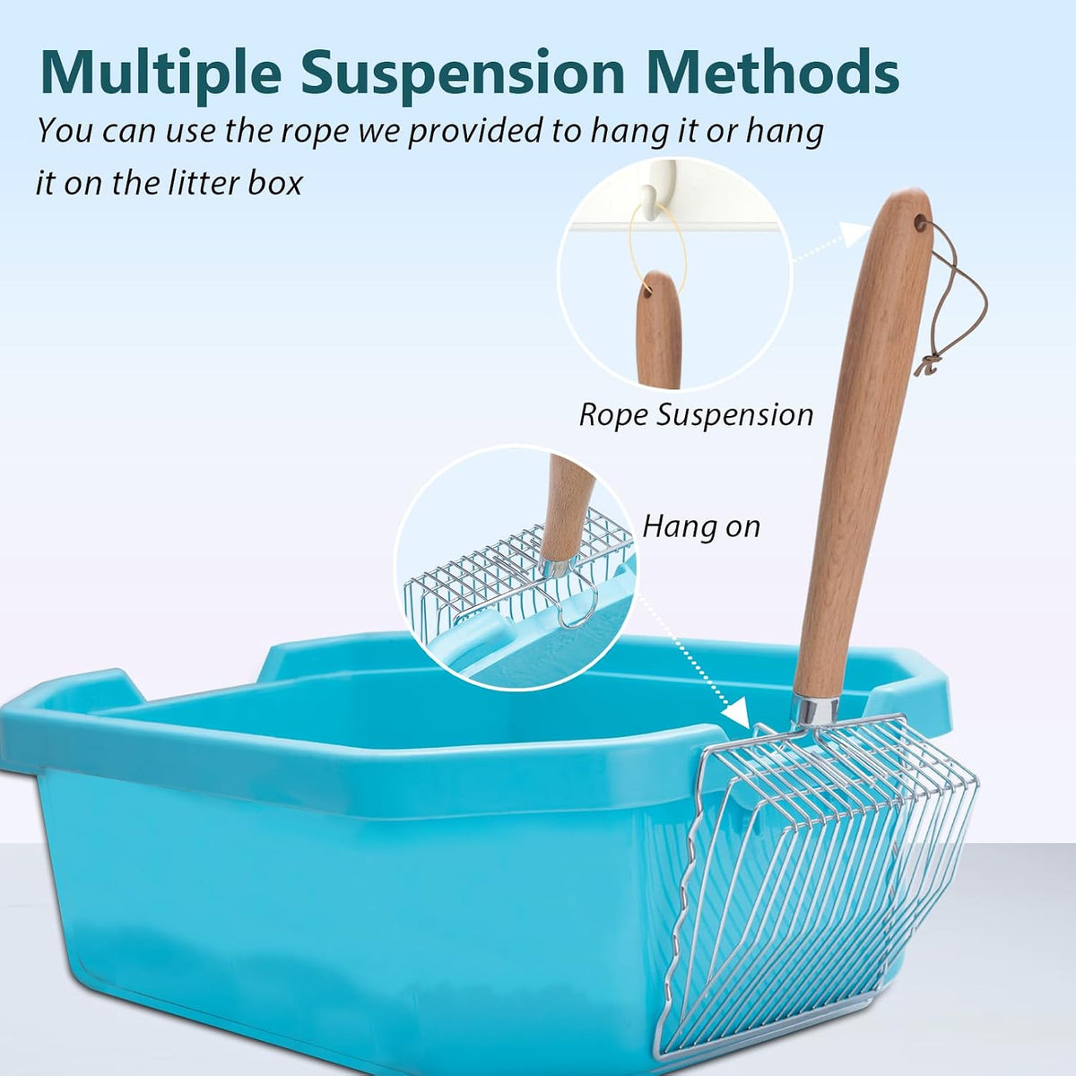 Cat Litter Scoop, Metal Scooper for Litter Box, 9.8" Long Handle