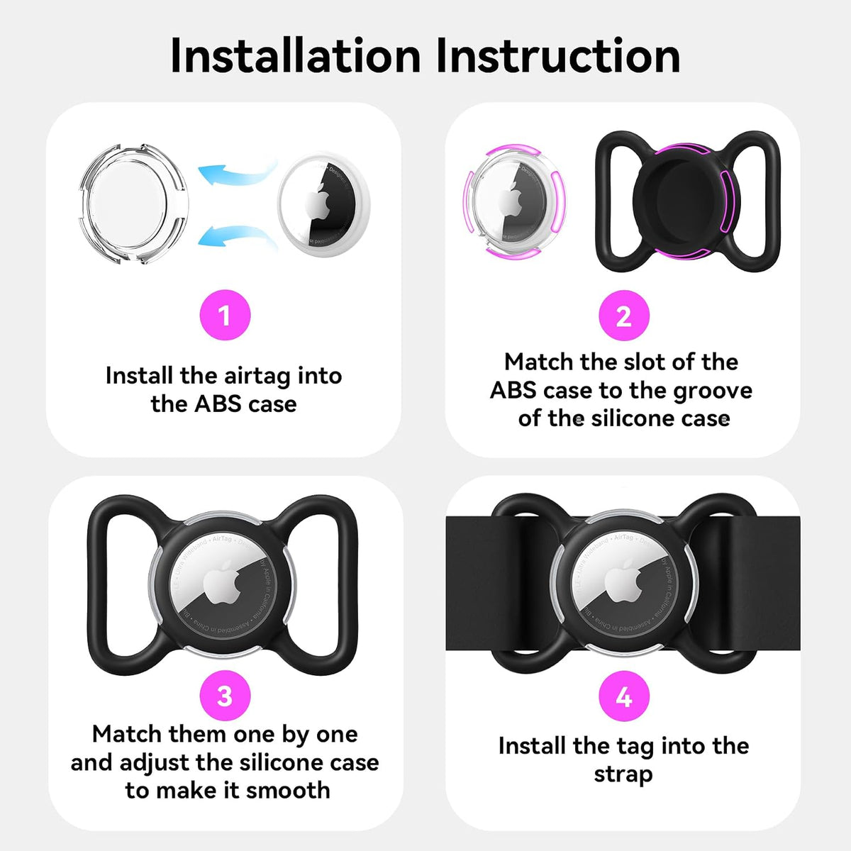 Waterproof AirTag Holder for Dog Collar, Soft Slide-On Dog AirTag Holder