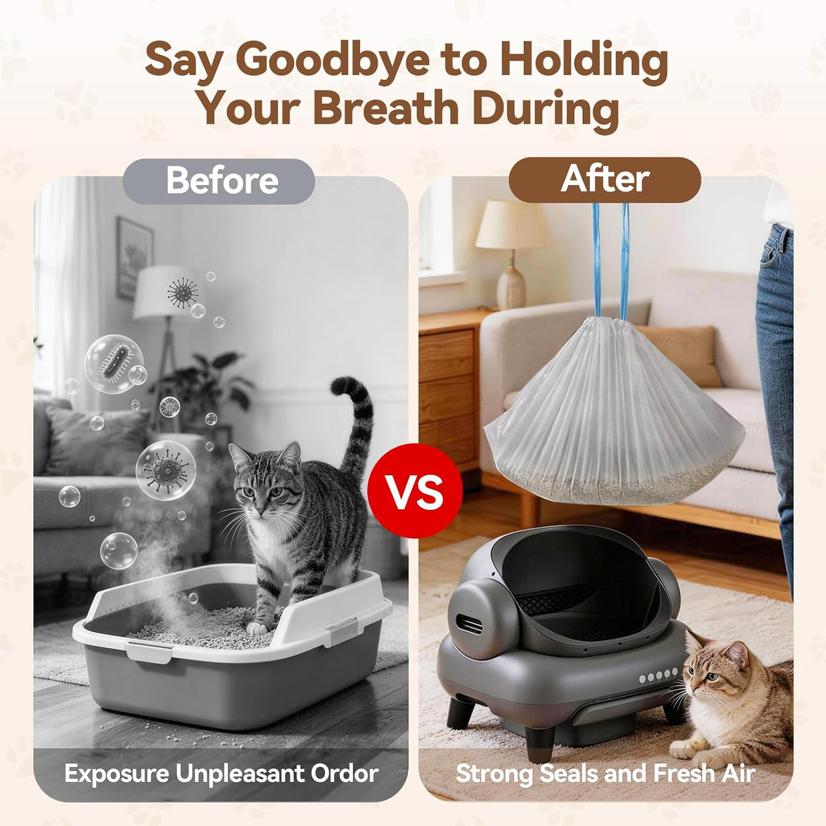 Cat Litter Bags 27"x13" for NeakM1 & Petpiv 11/12, Thick with Drawstring