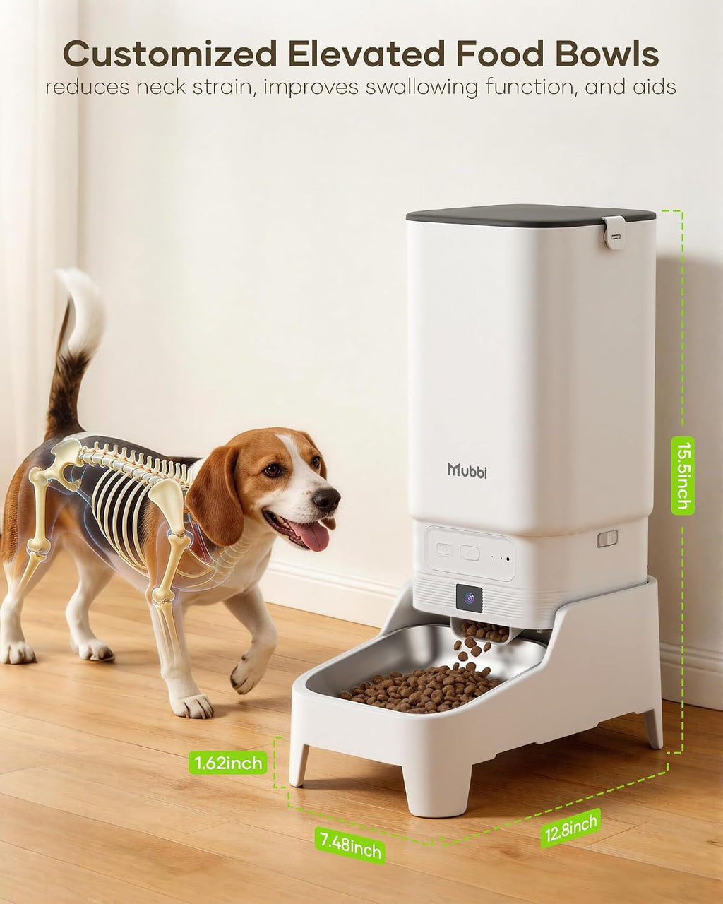Automatic Cat Feeder with Camera - 7L/29 Cups Auto Dog Feeder with Large Food Tray & 1080P Night Vision, Elevated Bowl, 2-Way Audio, 10s Voice Recording, 5G WiFi Timed Cat Food Dispenser, 1-15 Meals