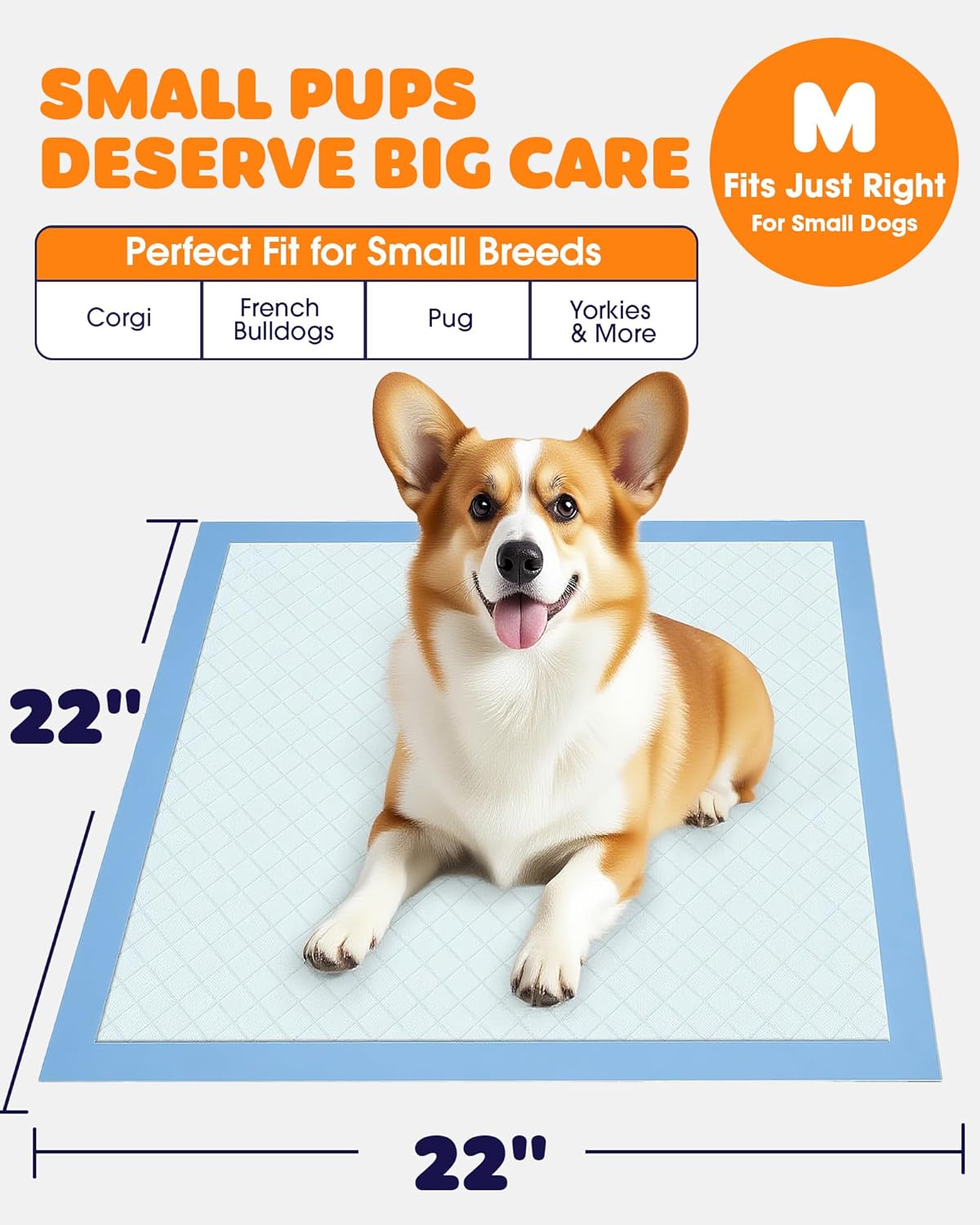 Powools Puppy Pads, 22 x 22 in, Super Absorbent, Spill-Proof, 100 Packs | Pee Pads for Dogs, 6-Layer Material, Quick-Dry, Hassle-Free Potty Pads for Floors, Furniture, Vehicle