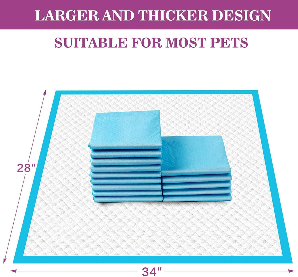 IMMCUTE Dog Pee Pads Extra Large 28"x34", X-Large Training Puppy Pee Pads Super Absorbent & Leak-Proof, XL Disposable Pet Piddle Pad and Potty Pads for Dogs, Puppies, Doggie (60 Count)
