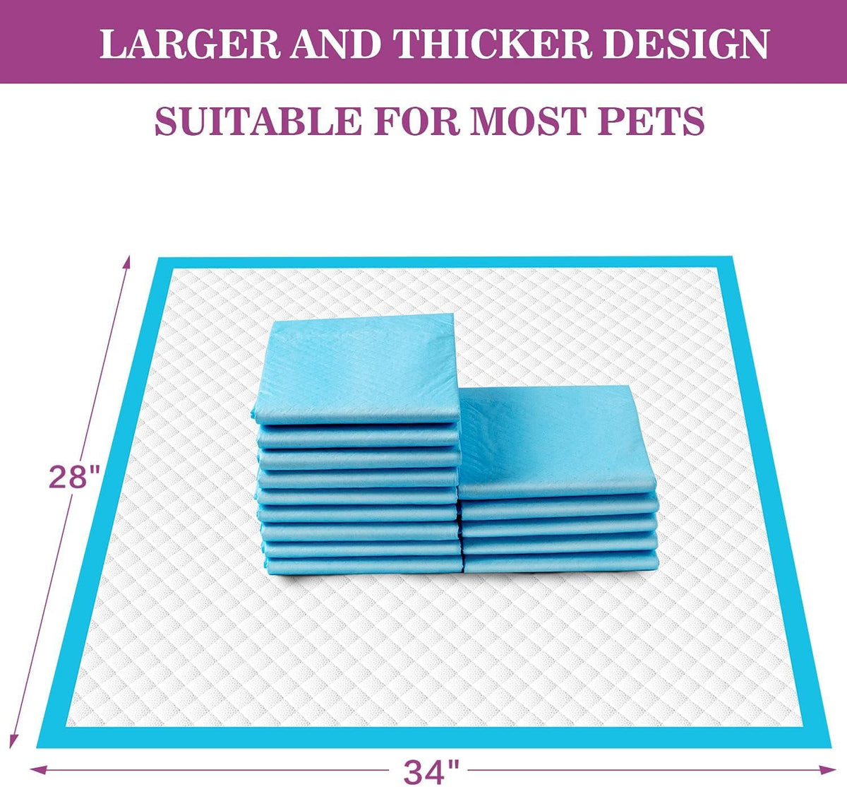 IMMCUTE Dog Pee Pads Extra Large 28"x34", X-Large Training Puppy Pee Pads Super Absorbent & Leak-Proof, XL Disposable Pet Piddle Pad and Potty Pads for Dogs, Puppies, Doggie (60 Count)