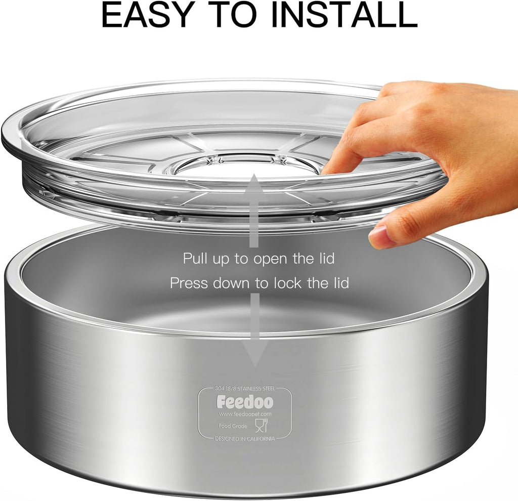Feedoo Dog Lick Bowl with Rolling Ball, Double-Wall Stainless Steel