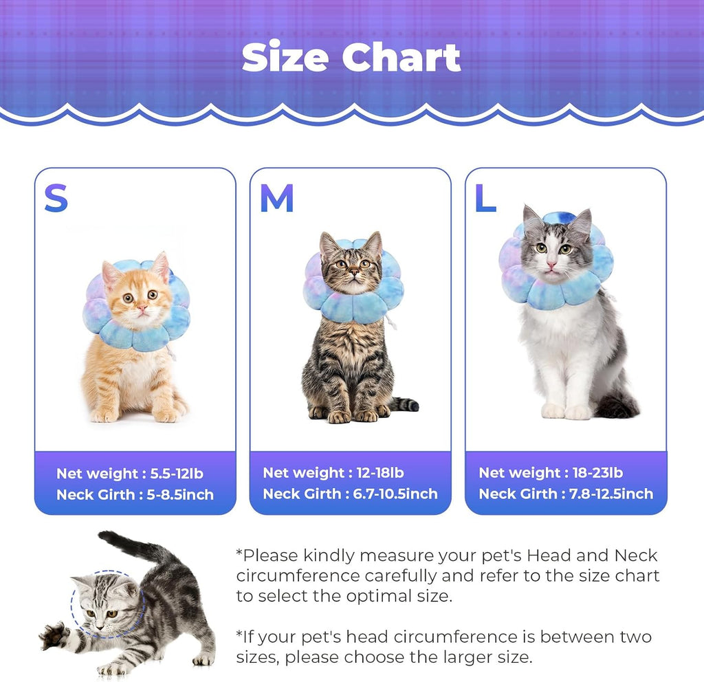 Adjustable Dog Cone Collar, Soft Dog Elizabethan Collar Recovery E Collar After Surgery, Recovery E-Collar for Kittens/Puppies and Cats Recovery