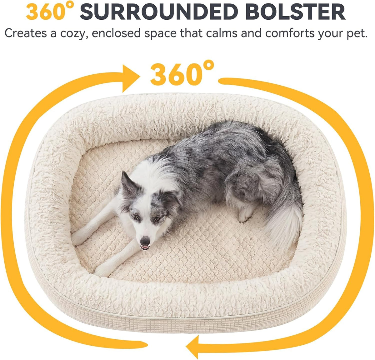 JOEJOY Orthopedic Dog Bed for Large Dogs, 360° Oval Bolster, 35"