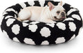 JOEJOY Jacquard Donut Round Small Dog Beds,Black 23x23x7in, Removable Washable Cover, Cute Pattern, Ultra Soft Fluffy Calming Pet Bed with Thick Supportive Bolster