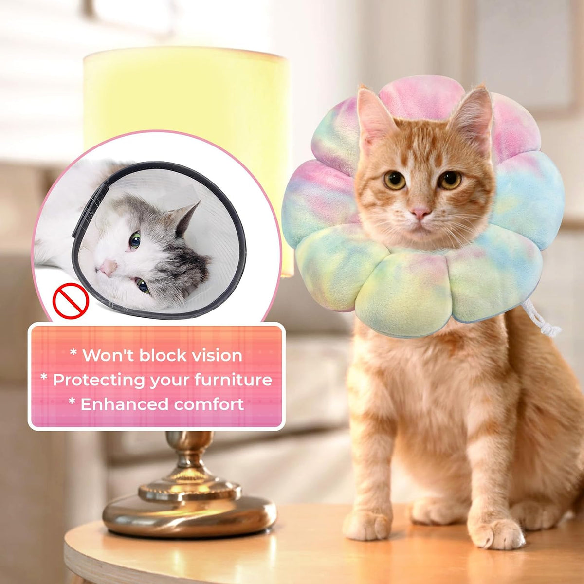 Adjustable Dog Cone Collar, Soft Dog Elizabethan Collar Recovery E Collar After Surgery, Recovery E-Collar for Kittens/Puppies and Cats Recovery