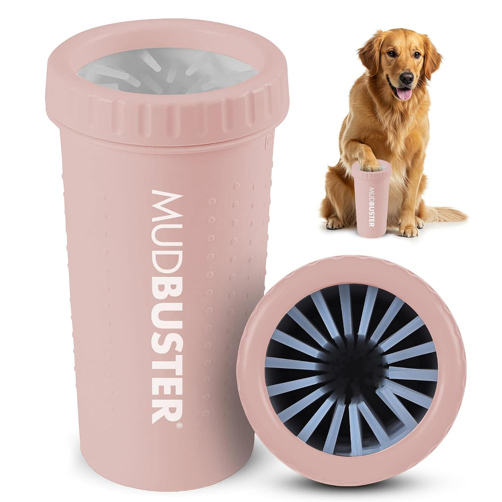 Dexas MudBuster Large Dog Paw Cleaner, Blush, Fits 2.5"-3.5" Wide Paws, Gentle Silicone Bristles for Quick, Easy Cleaning