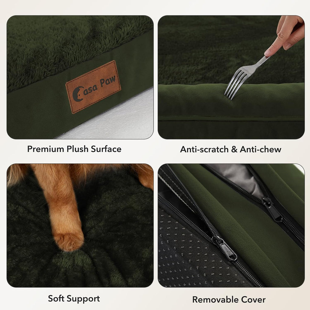 Orthopedic Dog Bed for Extra Large Dogs, 53x42in, Olive Green