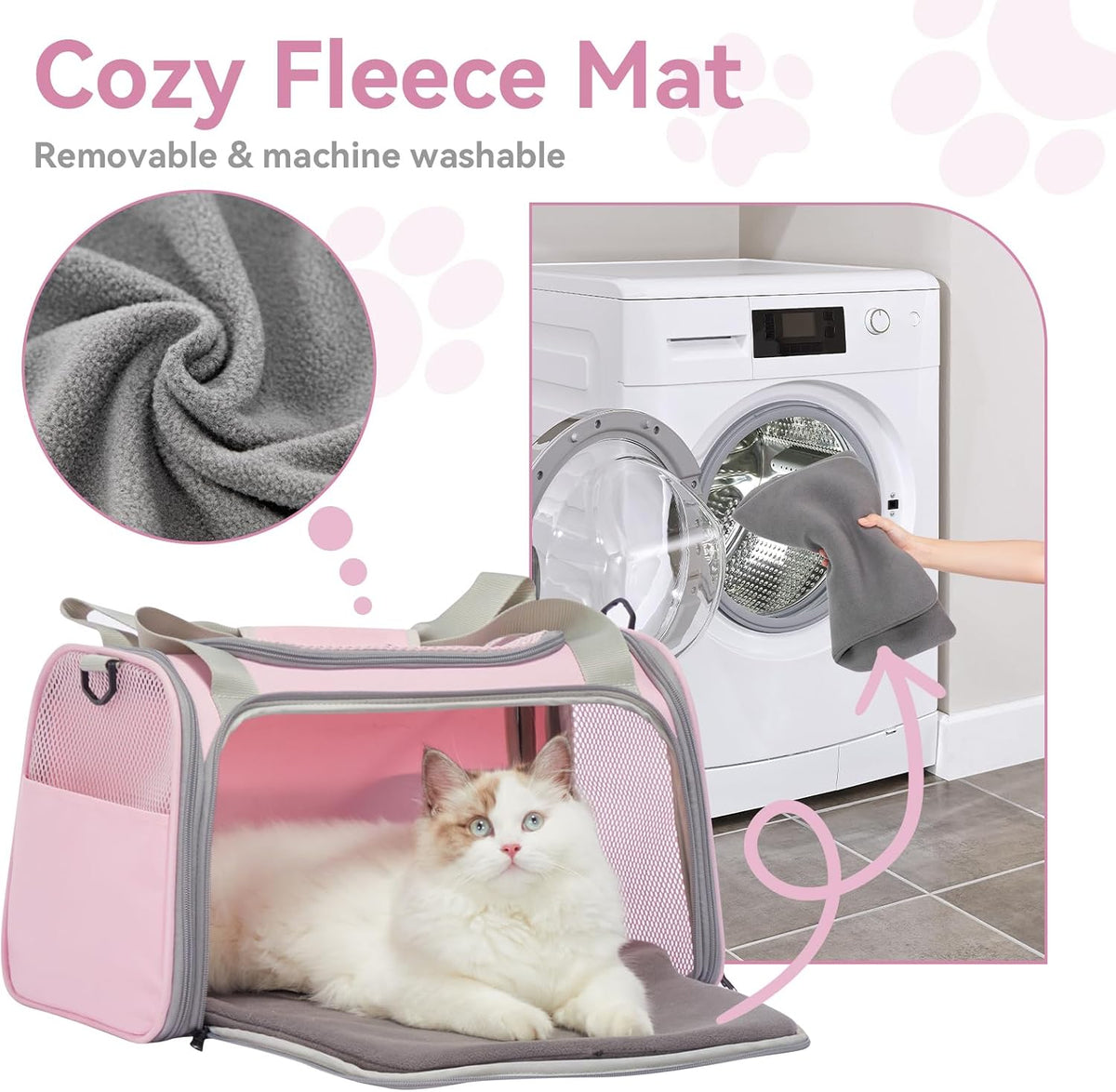 Petsfit Cat Carrier Airline Approved, 17.5×10.5×10.5 in, Pink