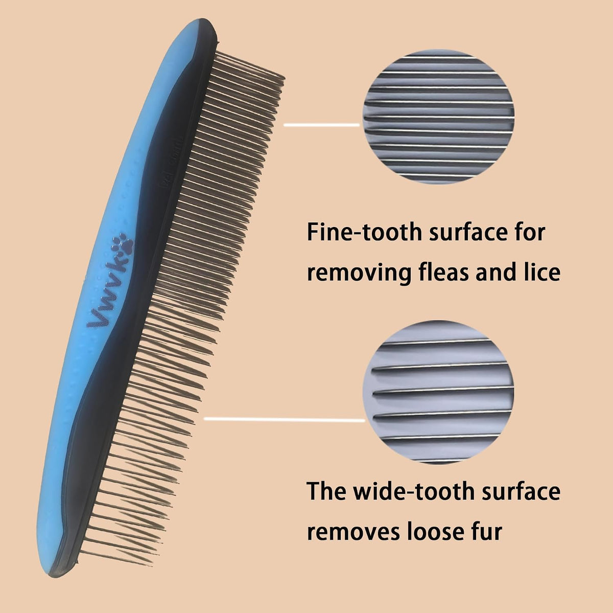 Pet Grooming Combo - Blue Deshedding Brush with Metal Comb, Professional Detangling & Dematting Tool for Long/Matted Fur on Cats and Dogs