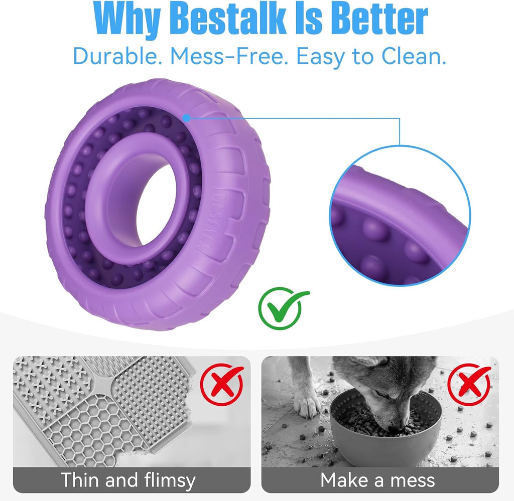 Dog Enrichment Lick Bowl, Bestalk Slow Feeder Lick Mat for Dogs, Freeze Puzzle Licking Bowl for Anxiety Relief, BPA Free Silicone, Dishwasher Safe(Purple,L)