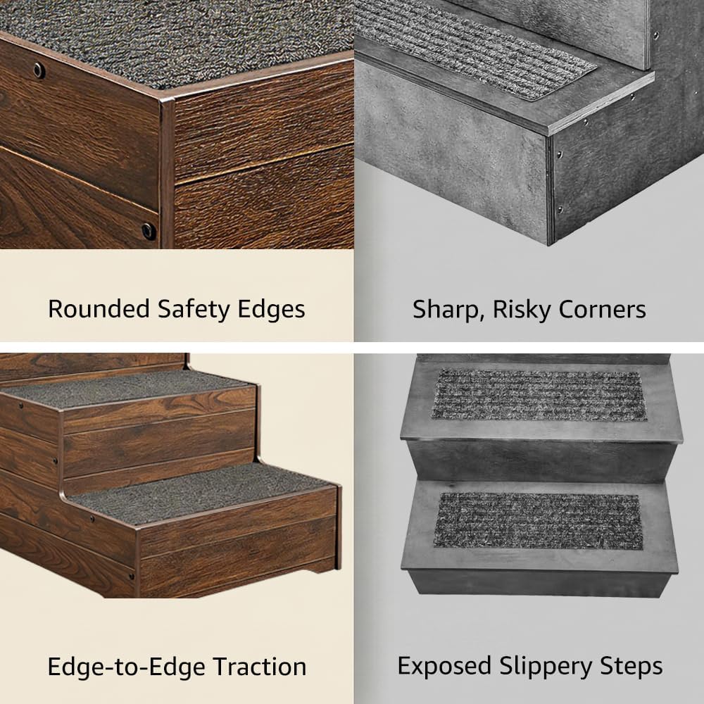 beeNbkks Wooden Dog Stairs and Sturdy Pet Steps for High Beds or Couches