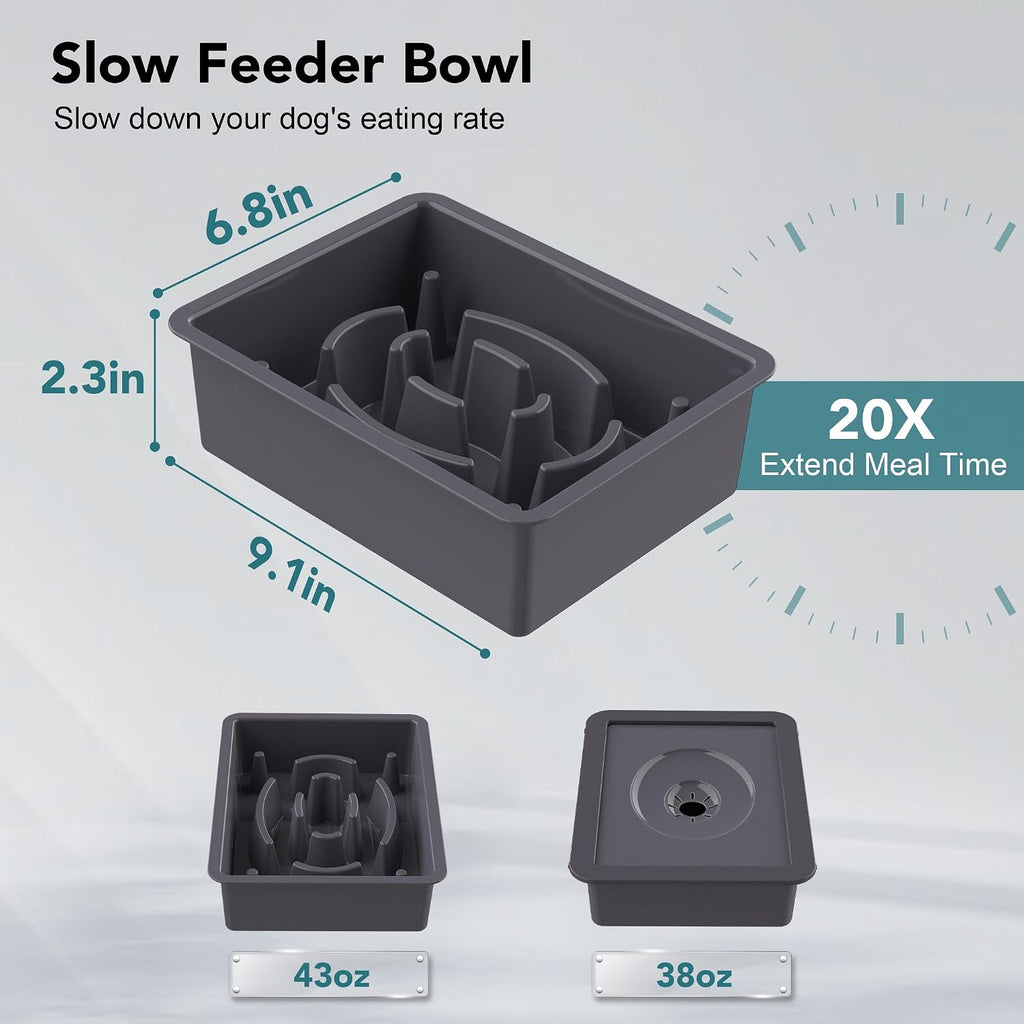 UPSKY 2-in-1 Elevated Dog Bowls Set with 4 Height Adjustable Stand, Gray