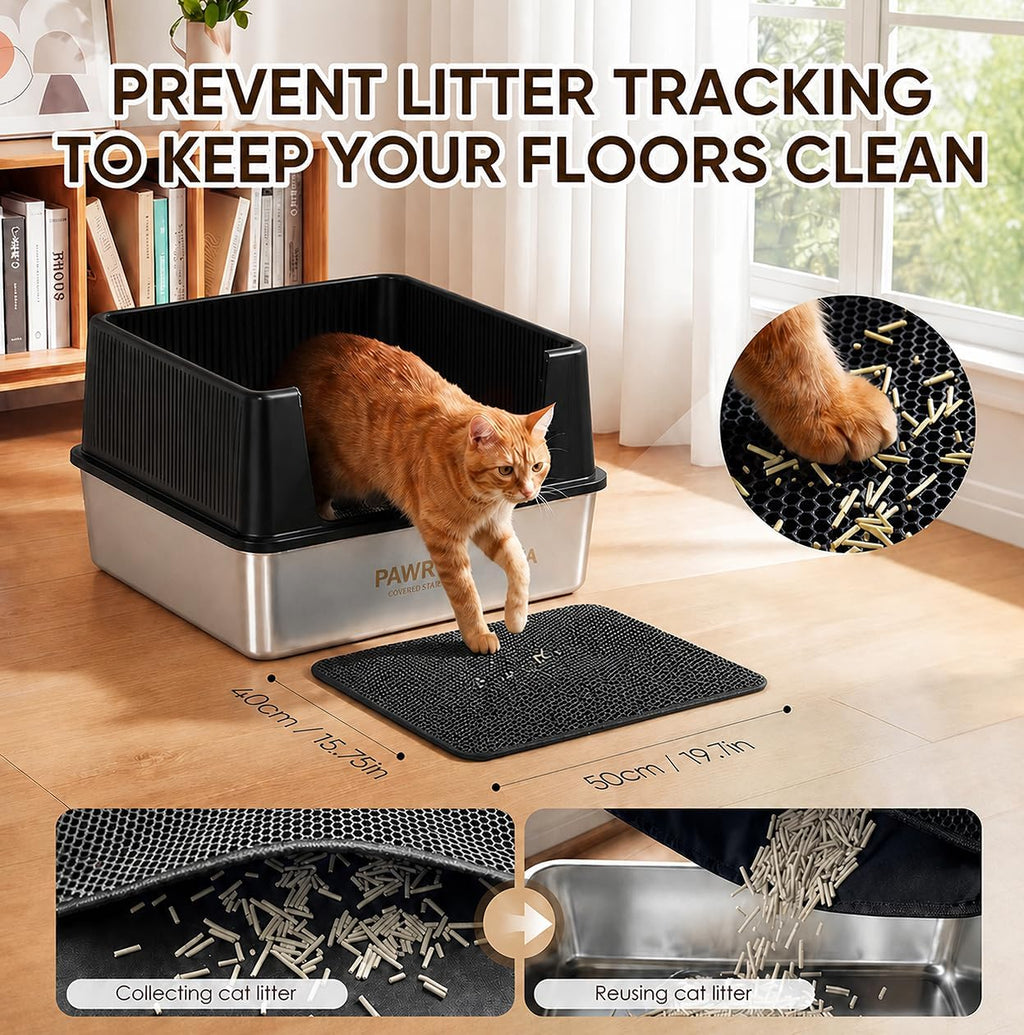 304 Stainless Steel Litter Box 2 Pack, XL Open Top with High Sides