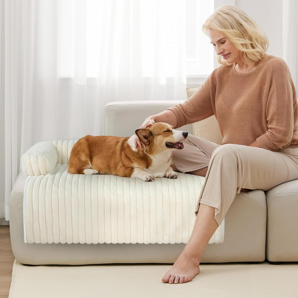 Luxurious Dog Couch Bed, Dog Sofa Bed, Couch Protector For Dogs(White, XXL)